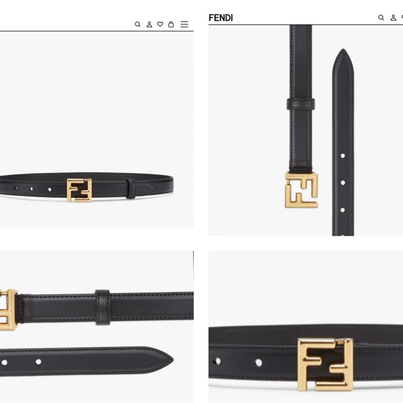 FENDI LEATHER BELT WITH ICONIC “FF” LOGO IN GOLD FINISH METALWARE - Picture 4 of 16